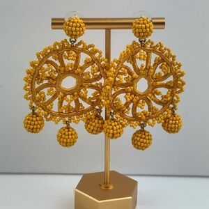 J Crew Beaded Crochet Mandala Earrings in Honey Glaze